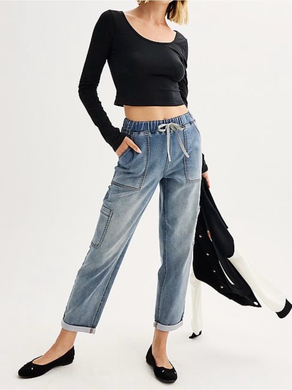 Project Indigo High-Rise Cargo Straight-Leg Jeans Size XL GUC